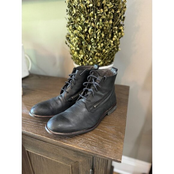 John Varvatos Leather Lace Up Boots Black Leather Mens Size US 9 - Picture 4 of 7